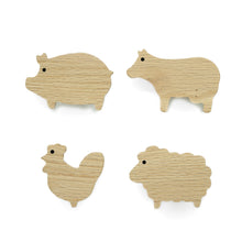 Lade das Bild in den Galerie-Viewer, Möbelgriffe "Bauernhoftiere" aus Eichenholz