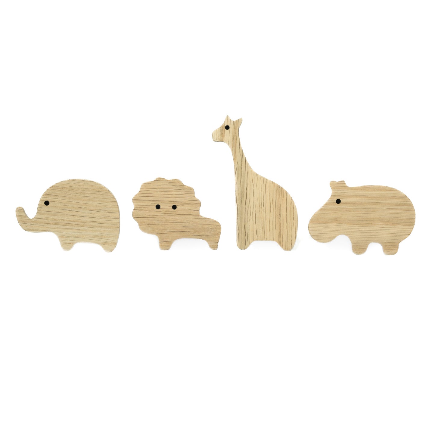 Wall Hook 'African Animals' Made of Oak Wood