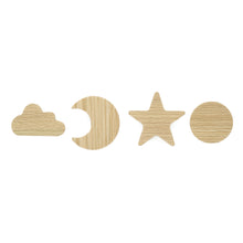 Lade das Bild in den Galerie-Viewer, Wandhaken "Sonne, Mond und Sterne" aus Eichenholz