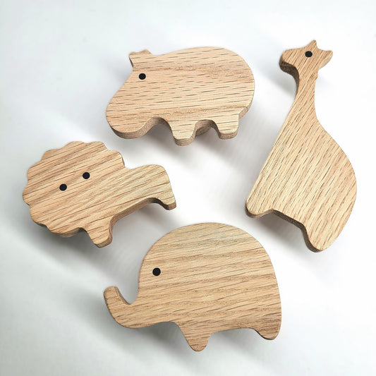 Wall Hook 'African Animals' Made of Oak Wood