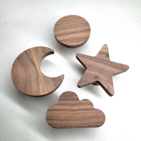 Wandhaken "Sonne, Mond & Sterne" Walnuss