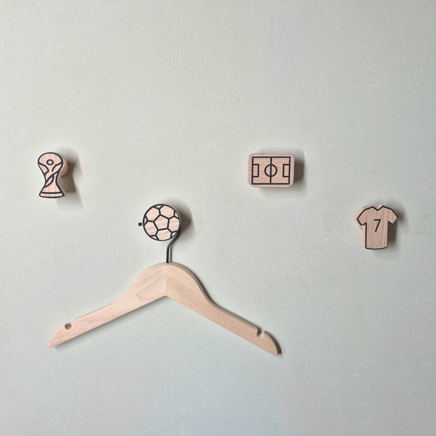 Wall hook 'Football' made of oak wood