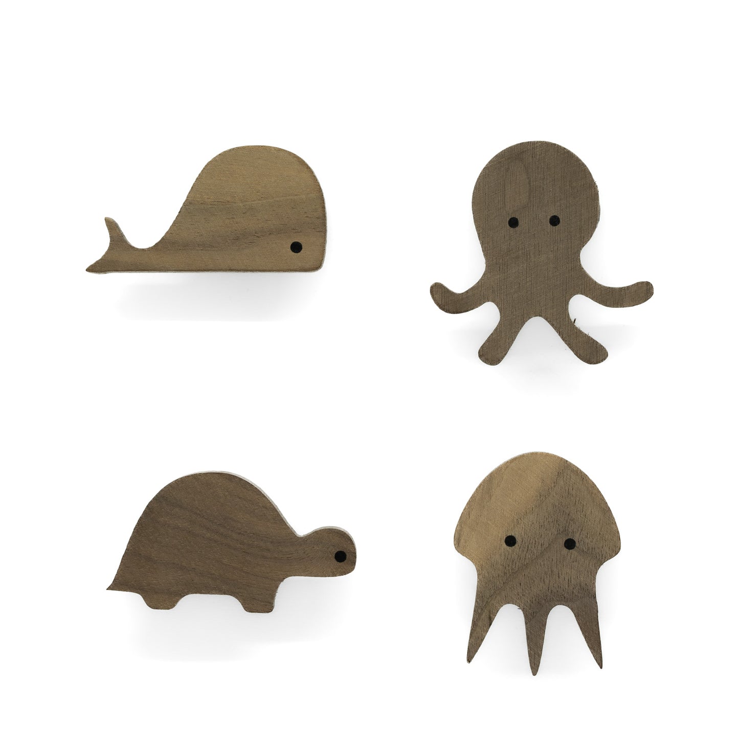 Furniture Handles "Sea Animals" Made of Walnut Wood