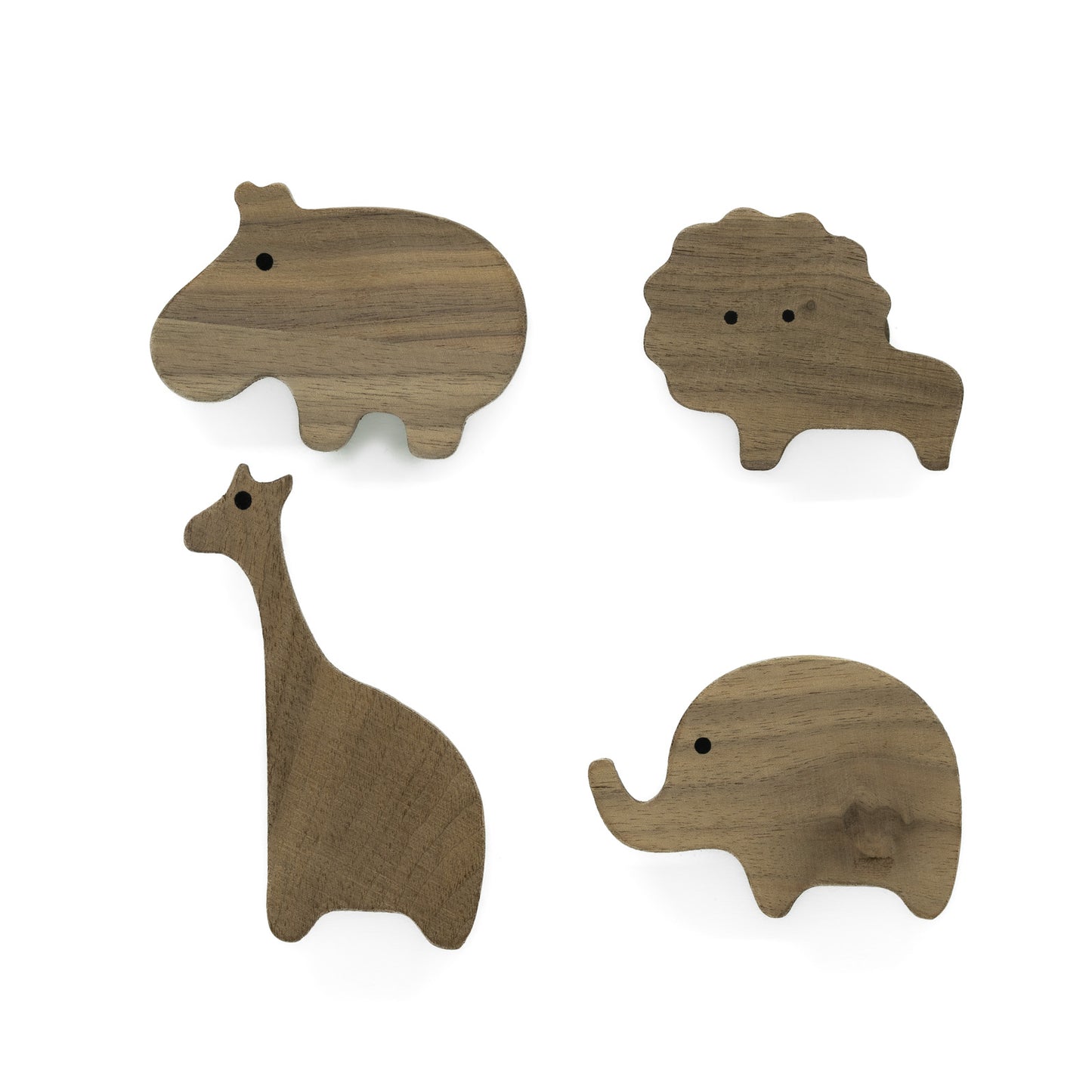 Furniture handles "African Animals" made of walnut wood