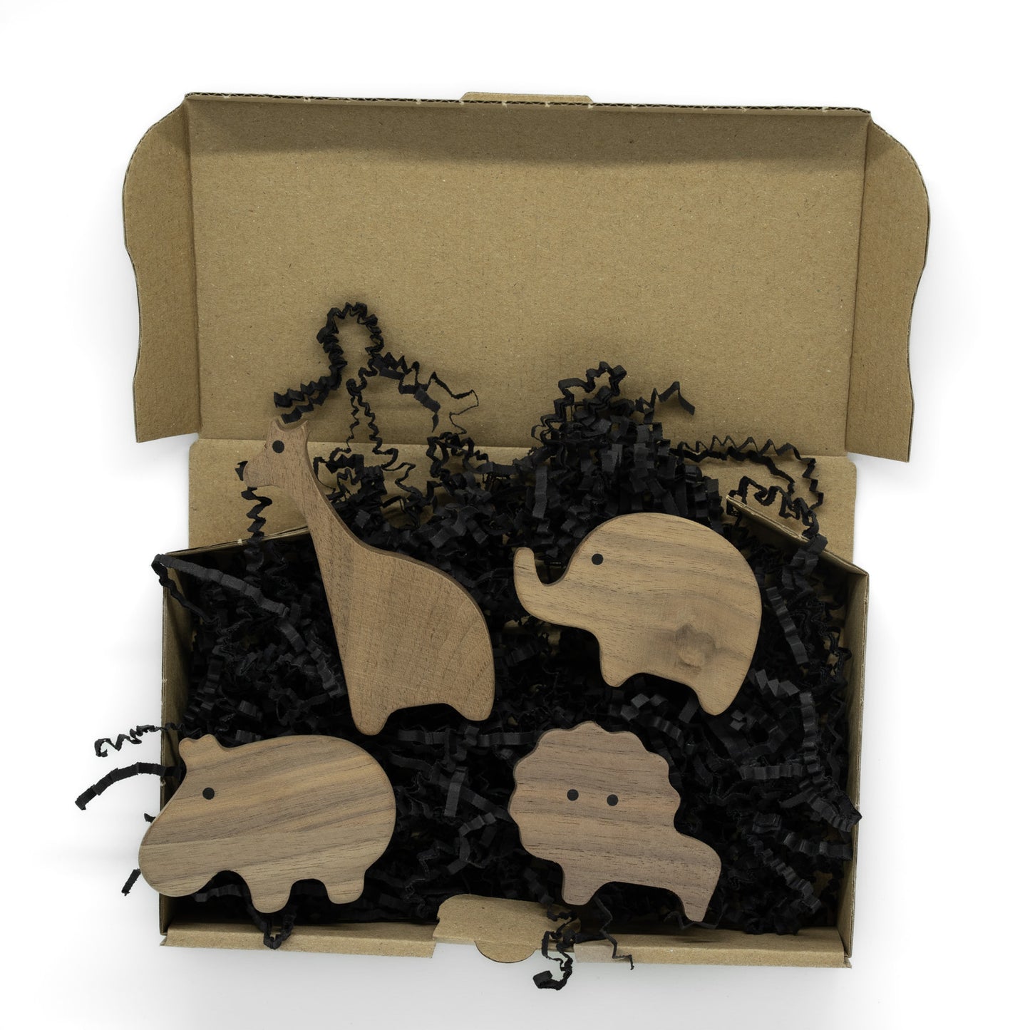 Furniture handles "African Animals" made of walnut wood