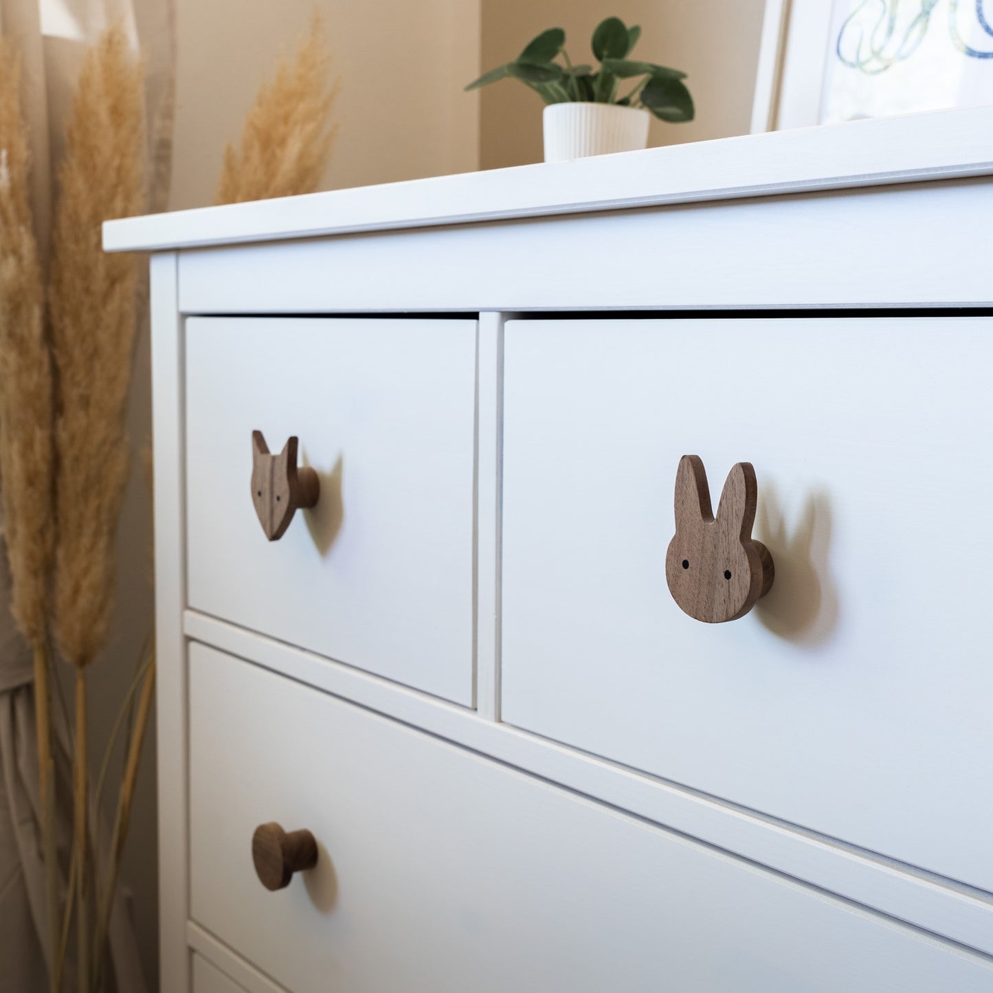 Furniture Handles "Native Animals" Made of Walnut Wood
