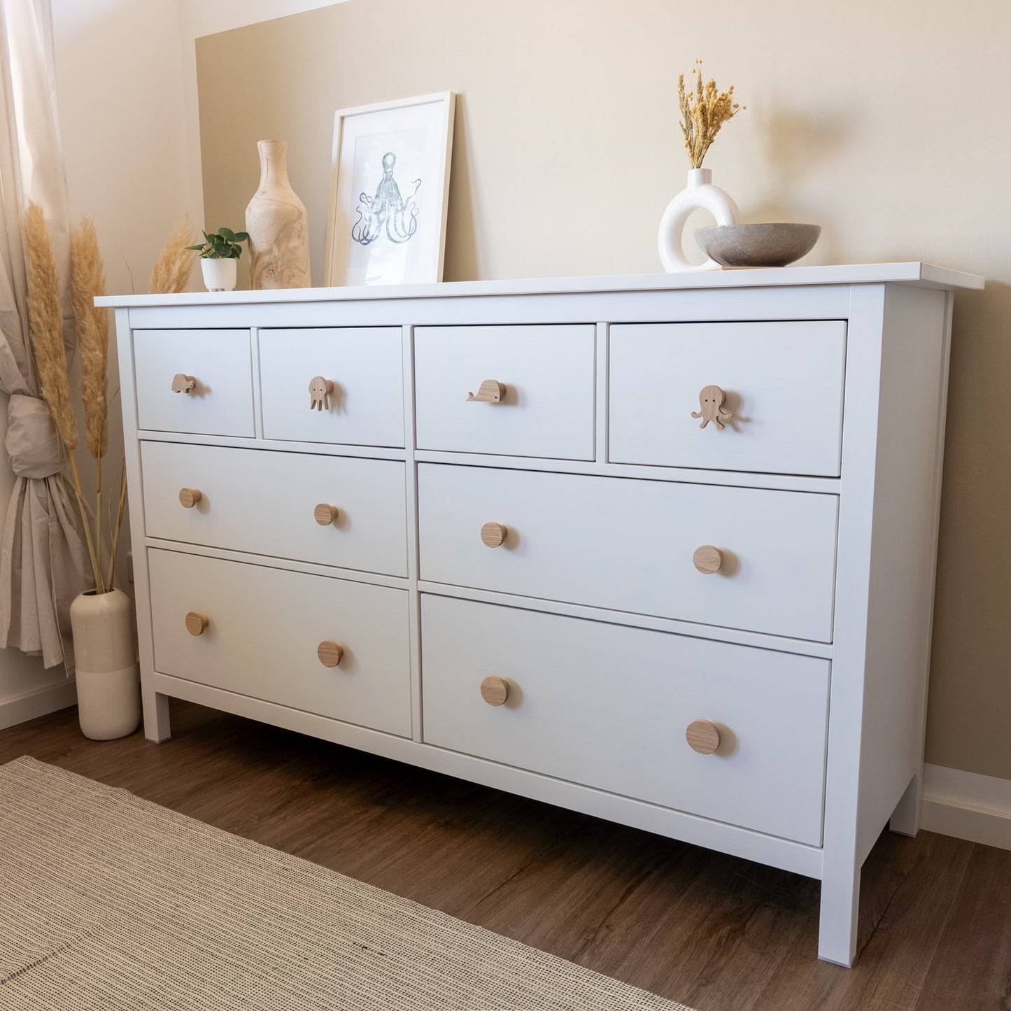 Möbelgriffe "Meerestiere" aus Eichenholz