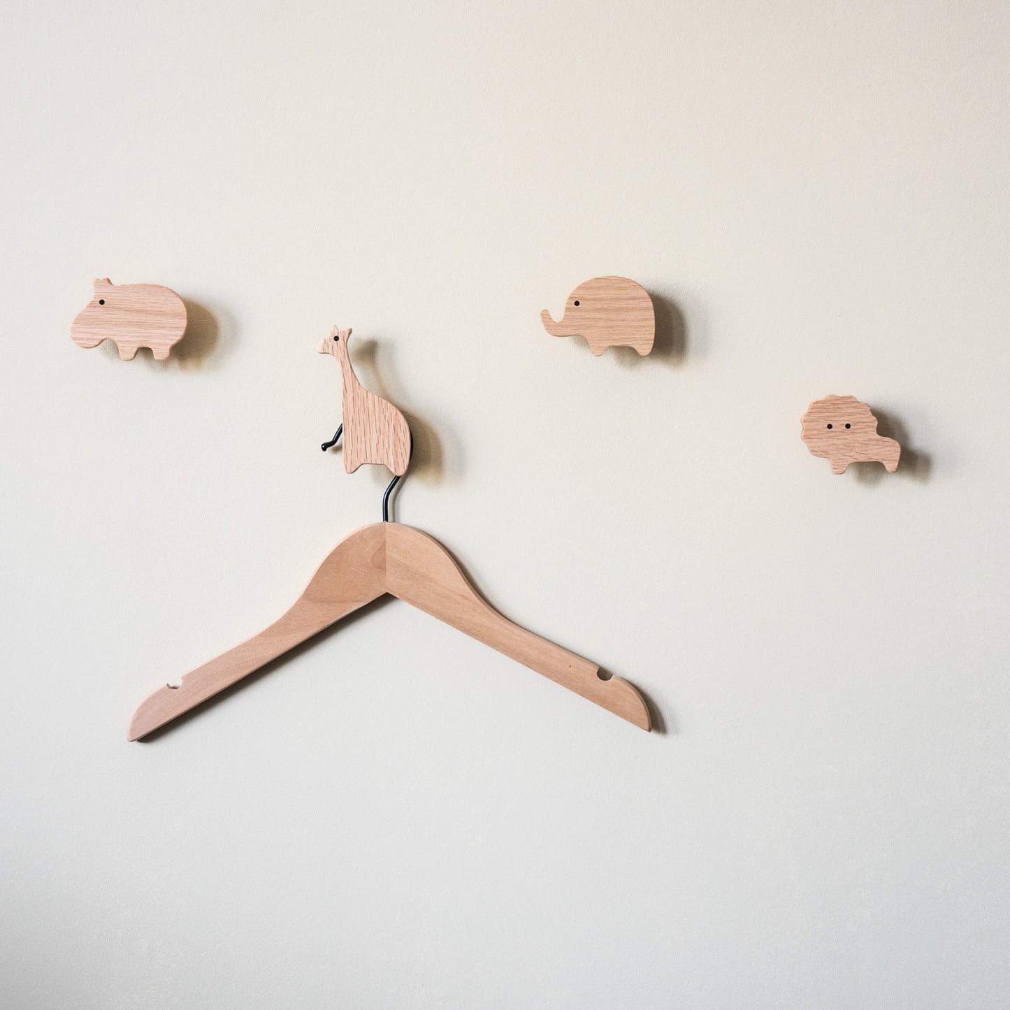 Wall Hook 'African Animals' Made of Oak Wood
