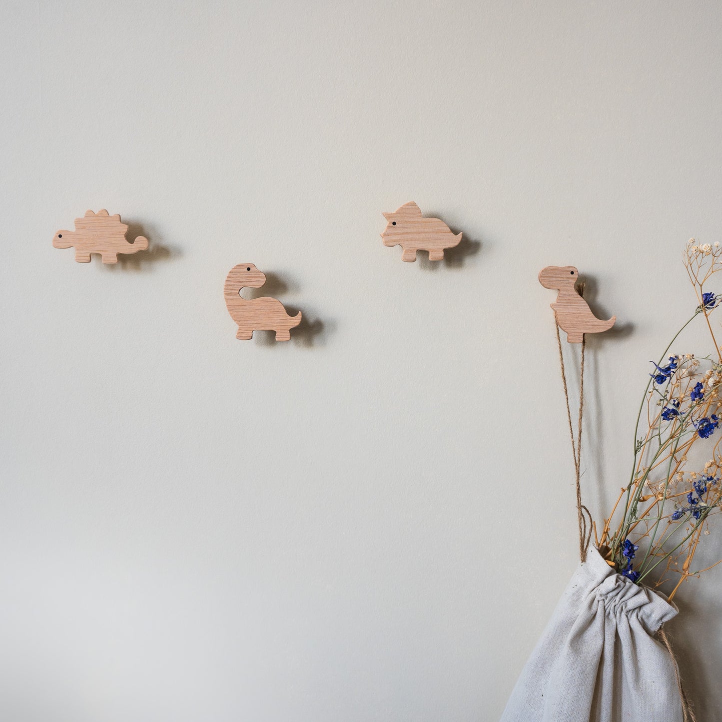 Wall Hook "Dinosaurs" Made of Oak Wood